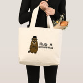 Hug a groundhog large tote bag (Front (Product))
