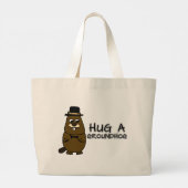 Hug a groundhog large tote bag (Back)