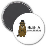 Hug a groundhog magnet