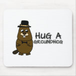 Hug a groundhog mouse pad