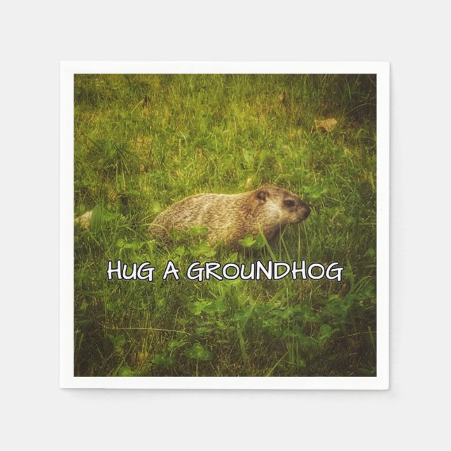 Hug a groundhog napkins (Front)