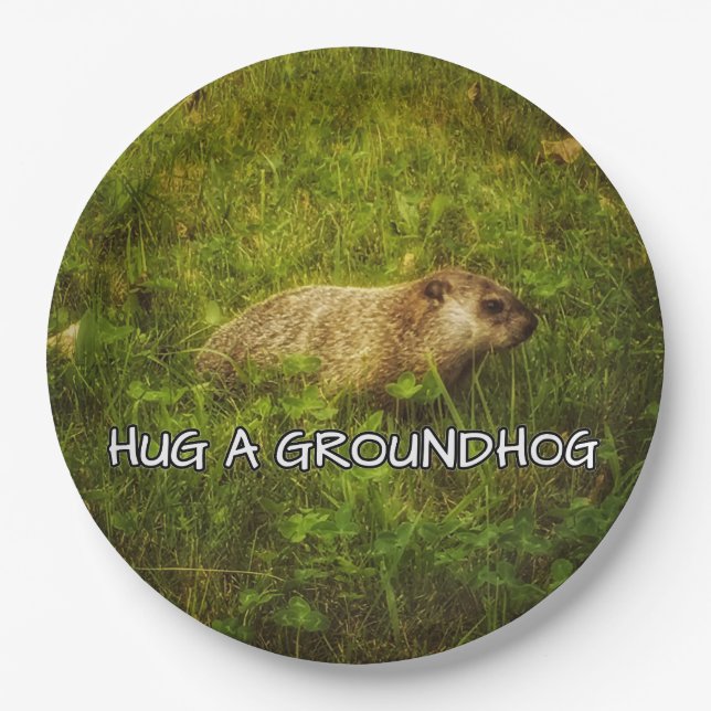 Hug a groundhog plates (Front)