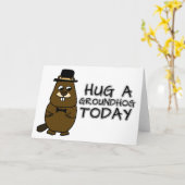 Hug a groundhog today card (Yellow Flower)