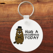 Hug a groundhog today keychain (Back)
