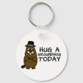 Hug a groundhog today keychain (Back)