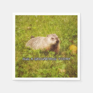 Hug a groundhog today napkins