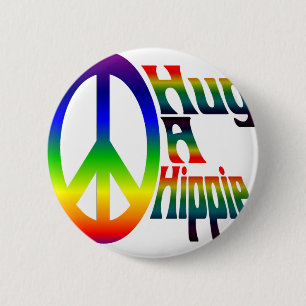 hug a hippie pinback button