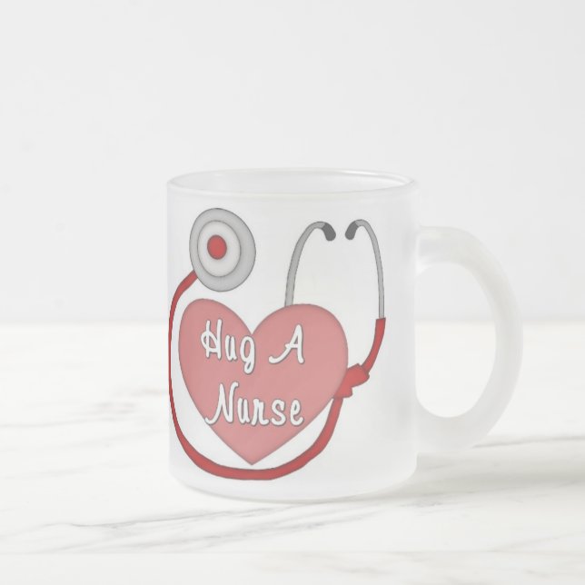 Hug A Nurse Frosted Glass Coffee Mug (Right)