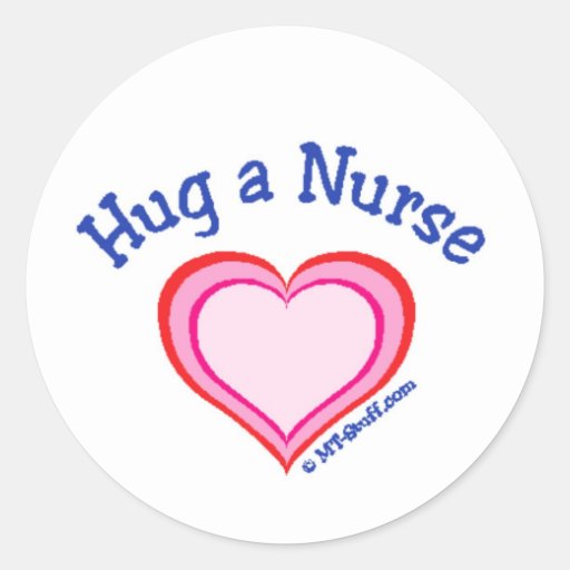 Hug a Nurse Heart Classic Round Sticker | Zazzle