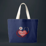 Hug A Nurse Large Tote Bag<br><div class="desc">Hug a nurse medical RN and LPN stethoscope and heart for nurses we love and appreciate gifts, t-shirts, jewelry and home decor.</div>