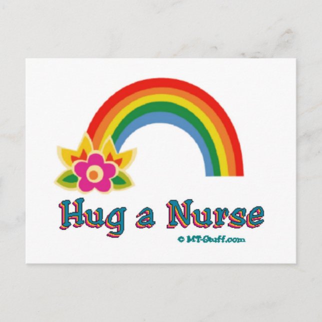Hug a Nurse Rainbow Postcard (Front)