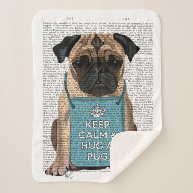 Hug a Pug Sherpa Blanket (Front)