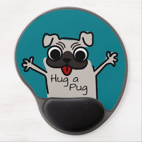 Hug a Pug Teal Gel Mouse Pad
