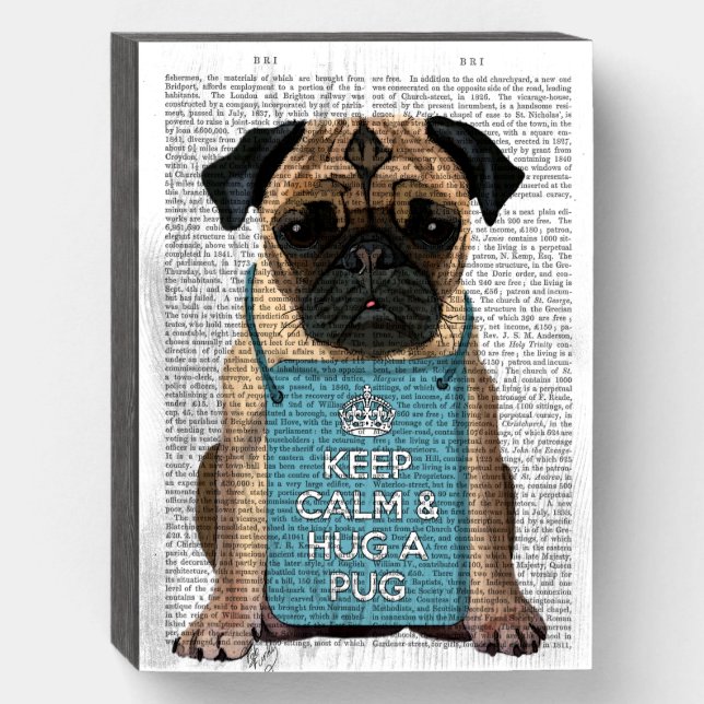 Hug a Pug Wooden Box Sign (Front Vertical)