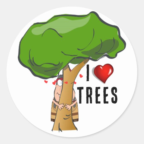Hug a Tree Day Classic Round Sticker