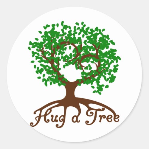 Hug a Tree Round Sticker