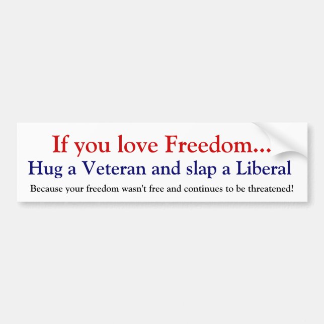 Hug a Vet slap a liberal Bumper Sticker (Front)