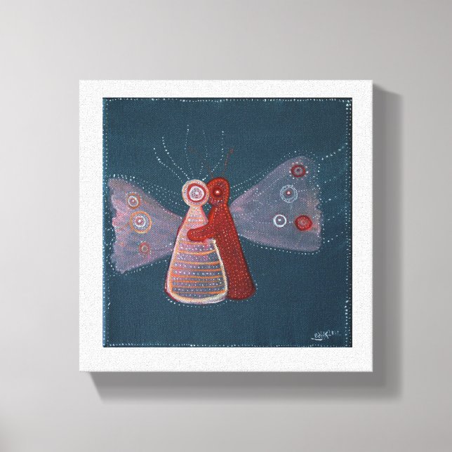 Hug abstract painting Wrapped Canvas Print (Front)