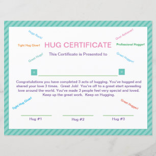 Hug Certificate Good Behavior Manners Certificate