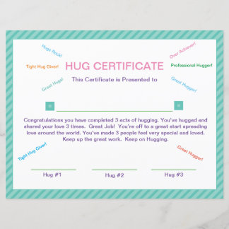 Hug Certificate Good Behavior Manners Certificate