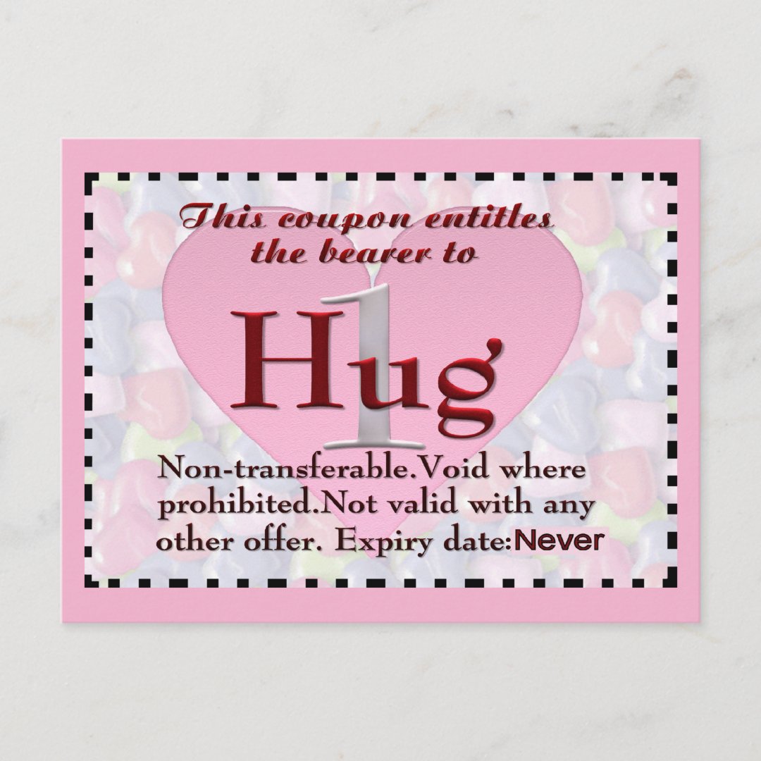 Hug Coupon Postcard Zazzle