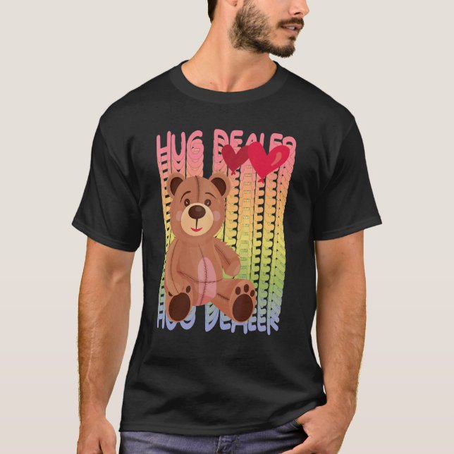 Hug Dealer Cute Teddy Love Hug Dealer Rainbow Tedd T-Shirt (Front)