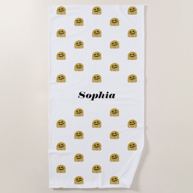 "Hug Emoji" Personalized  Beach Towel (Front)