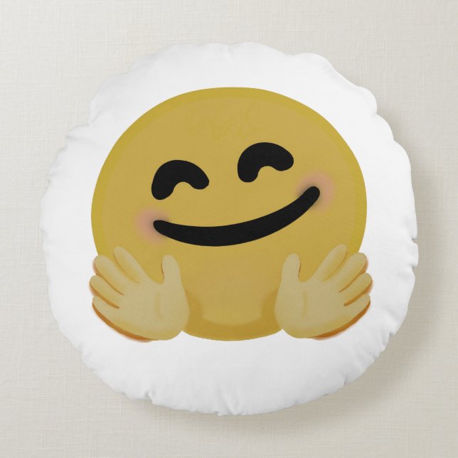 "Hug Emoji"  Round Pillow (Front)