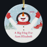 Hug for Aunt Christmas Snowman Ornament<br><div class="desc">Cute  A Big Hug for Aunt snowman christmas ornament.  Easy to personalize with your message!  A Wonder aunt Christmas gift sure to be treasured for many years to come.</div>