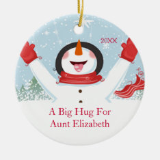 Hug For Aunt Christmas Snowman Ornament at Zazzle