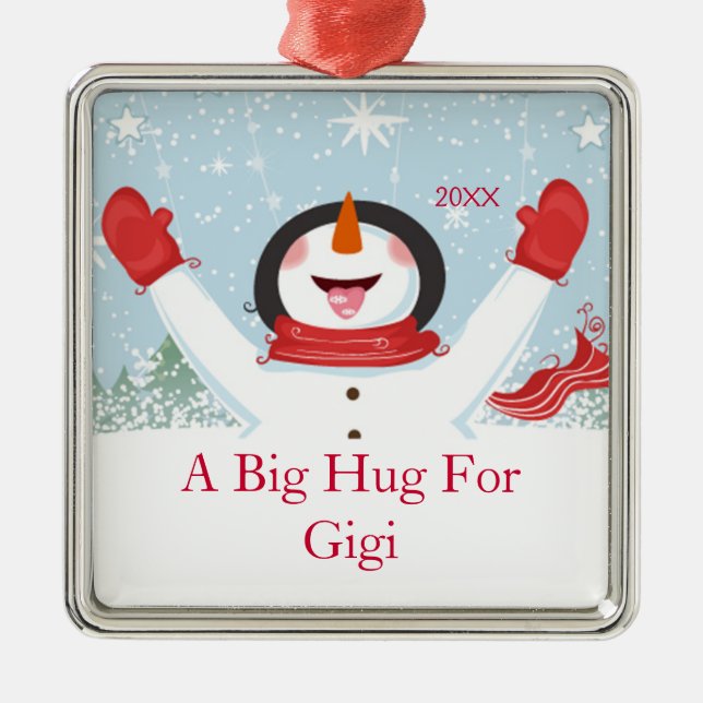 Hug for Gigi Christmas Snowman Ornament (Front)