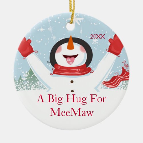 Hug for MeeMaw Christmas Snowman Ornament