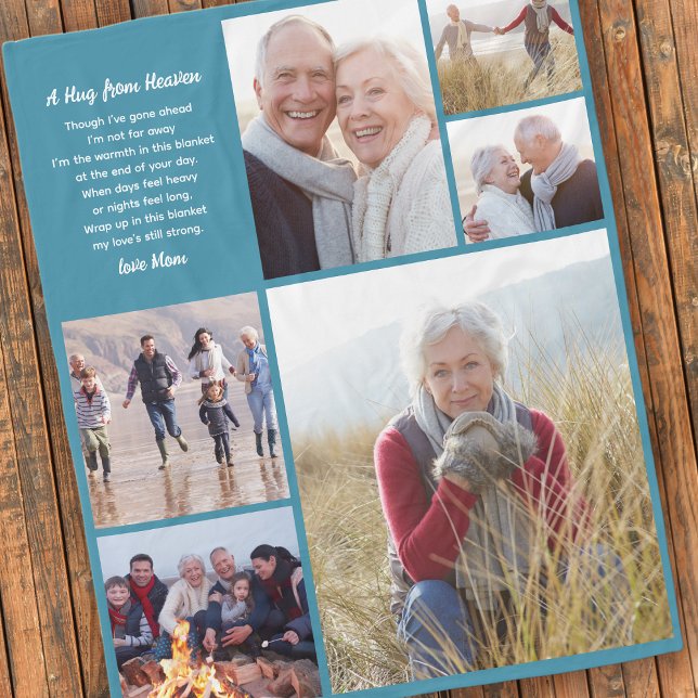 Hug From Heaven Photo Collage Sympathy Fleece Blanket (Creator Uploaded)
