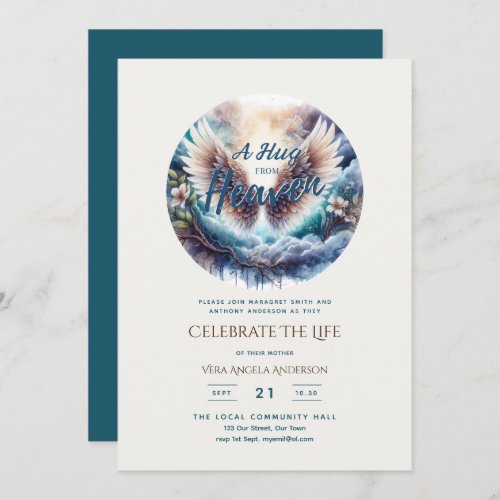 Hug From Heaven Poem Celebration of Life Funeral Invitation