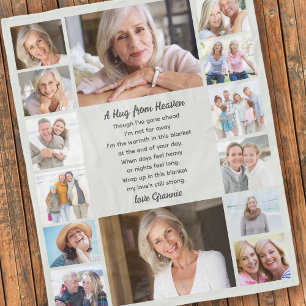 Hug from Heaven Poem Multi Photo Collage Memorial Fleece Blanket
