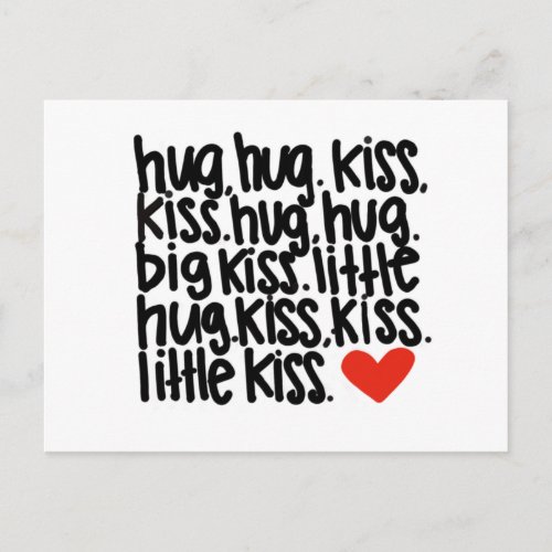 Hug hug Kiss kiss postcard
