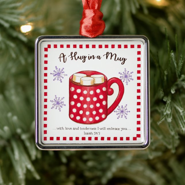 Hug in a Mug Scripture Christmas Metal Ornament (Tree)