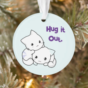 Hug It Out Cartoon Kittens, Cute Cat Friendship Ornament