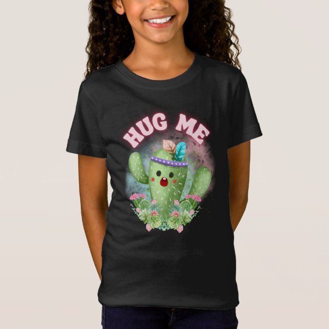 Hug Me Cactus Funny Cozy Apparel for Kids  T-Shirt (Front)
