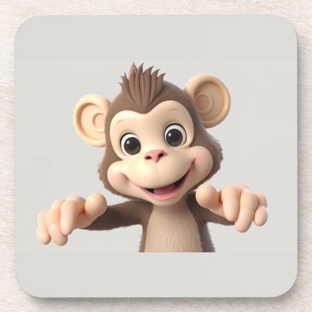 Hug me monkey beverage coaster (Front)