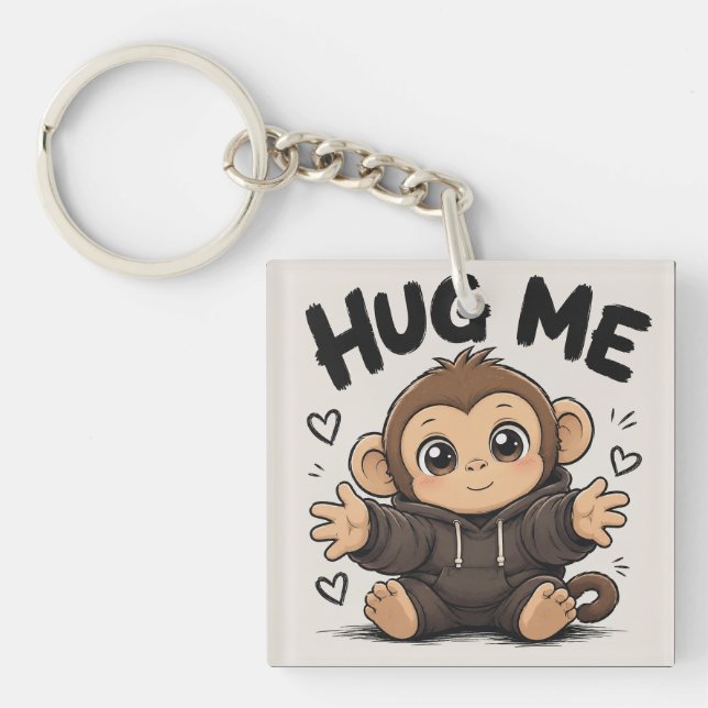 Hug Me Monkey Keychain (Front)