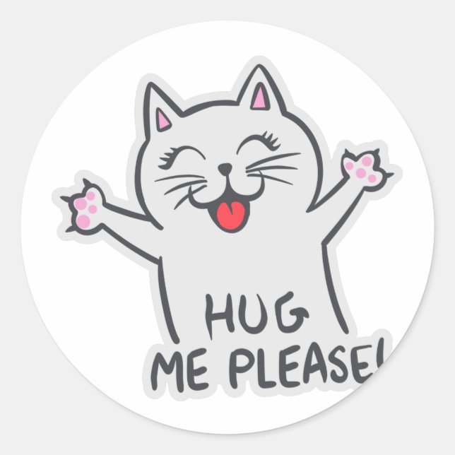 Hug me please - Choose background color Classic Round Sticker (Front)