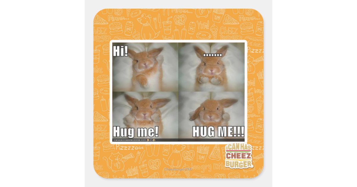 Hug me square sticker | Zazzle