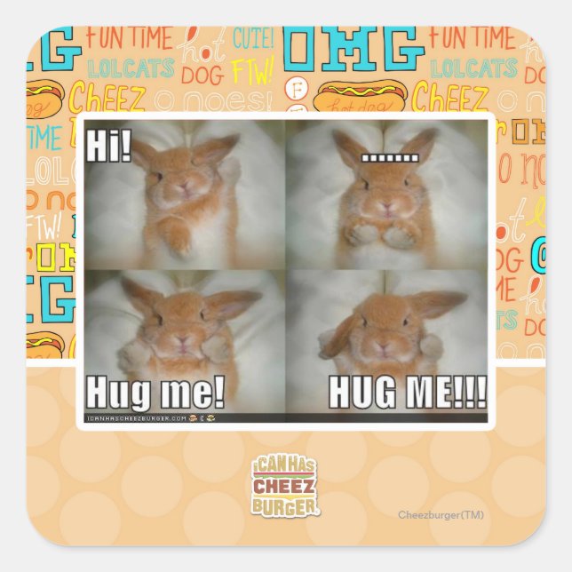 Hug me square sticker (Front)