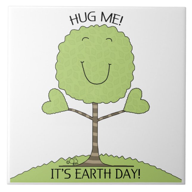 HUG ME Tree It’s Earth Day Ceramic Tile (Front)