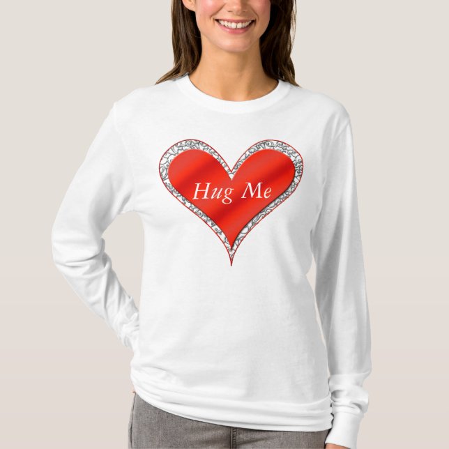 Hug Me Valentine's Day Heart Hoodie T-Shirt (Front)
