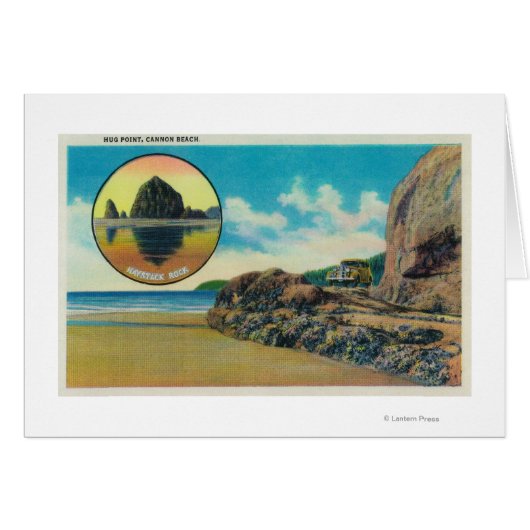 Hug Point at Cannon Beach and Haystack Rock Cards (Front Horizontal)