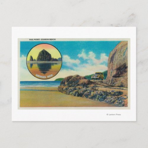 Hug Point at Cannon Beach and Haystack Rock Postcard