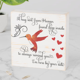 Hug Sent From Heaven/Hummingbird Wood Box Sign