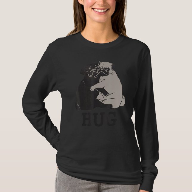 Hug The Dog Cute Pug Anatomy Funny Animal T-Shirt (Front)